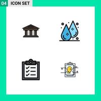 Modern Set of 4 Filledline Flat Colors and symbols such as bank clipboard finance humidity tasks Editable Vector Design Elements