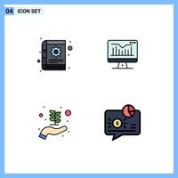 Universal Icon Symbols Group of 4 Modern Filledline Flat Colors of book growth notes graph banking Editable Vector Design Elements