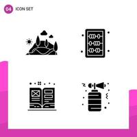 Glyph Icon set Pack of 4 Solid Icons isolated on White Background for responsive Website Design Print and Mobile Applications vector