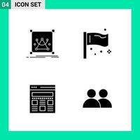 Pack of 4 Solid Style Icon Set Glyph Symbols for print Creative Signs Isolated on White Background 4 Icon Set vector