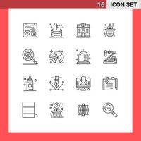 16 Universal Outline Signs Symbols of pie search life options investment Editable Vector Design Elements