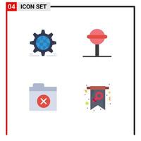 paquete de 4 signos y símbolos de iconos planos modernos para medios de impresión web, como archivos de configuración, elementos de diseño de vectores editables de la tarjeta chupa de globo
