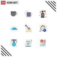 Universal Icon Symbols Group of 9 Modern Flat Colors of spade farm extinguisher agriculture rain Editable Vector Design Elements