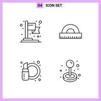 4 Icons in Line Style Outline Symbols on White Background Creative Vector Signs for Web mobile and Print