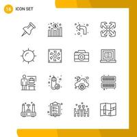 16 Icon Set Line Style Icon Pack Outline Symbols isolated on White Backgound for Responsive Website Designing vector