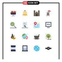 Pictogram Set of 16 Simple Flat Colors of found park castle water medieval Editable Pack of Creative Vector Design Elements