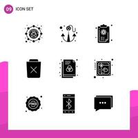 9 Thematic Vector Solid Glyphs and Editable Symbols of file remove clipboard delete basic Editable Vector Design Elements