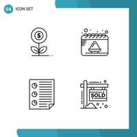 Stock Vector Icon Pack of 4 Line Signs and Symbols for money data dollar date four Editable Vector Design Elements