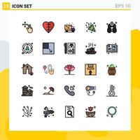 25 User Interface Filled line Flat Color Pack of modern Signs and Symbols of binoculars decoration pipe party fireworks Editable Vector Design Elements