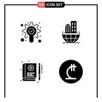 Set of 4 Solid Style Icons for web and mobile Glyph Symbols for print Solid Icon Signs Isolated on White Background 4 Icon Set vector