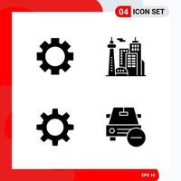 Creative Set of 4 Universal Glyph Icons isolated on White Background vector