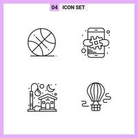 4 Icons in Line Style Outline Symbols on White Background Creative Vector Signs for Web mobile and Print