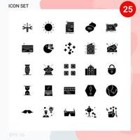 Modern Set of 25 Solid Glyphs and symbols such as blueprint messaging summer chatting newsletter Editable Vector Design Elements