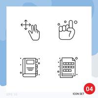 4 símbolos de líneas universales de la educación de los dedos extensión de creencia manual elementos de diseño vectorial editables vector