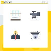 Modern Set of 4 Flat Icons and symbols such as chemical flask anonymous lab glassware scope author Editable Vector Design Elements