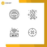 Pack of 4 creative Filledline Flat Colors of printer signal writer party time close Editable Vector Design Elements