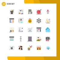 Group of 25 Modern Flat Colors Set for search media revision engine notepad Editable Vector Design Elements