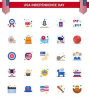 Happy Independence Day USA Pack of 25 Creative Flats of garland wine launcher bottle usa Editable USA Day Vector Design Elements
