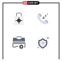 conjunto moderno de 4 iconos y símbolos planos, como la caja de herramientas de comunicación de seguridad de construcción clave, elementos de diseño vectorial editables vector