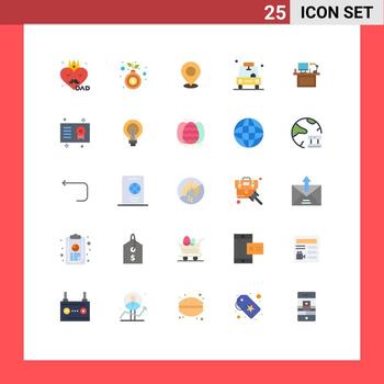 paquete de línea de vector editable de 25 colores planos simples de elementos de diseño de vector editable de pin de punto de ubicación de puntero gps