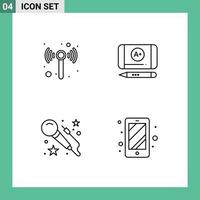 Set of 4 Modern UI Icons Symbols Signs for technology phone best grade voice access Editable Vector Design Elements