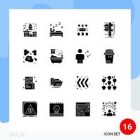 16 Universal Solid Glyphs Set for Web and Mobile Applications air physics algorithm calipers measure Editable Vector Design Elements