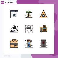 Set of 9 Modern UI Icons Symbols Signs for documents legal eye law gdpr Editable Vector Design Elements