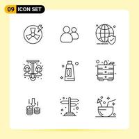 9 Creative Icons for Modern website design and responsive mobile apps 9 Outline Symbols Signs on White Background 9 Icon Pack vector