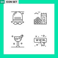 Pack of 4 Line Style Icon Set Outline Symbols for print Creative Signs Isolated on White Background 4 Icon Set vector