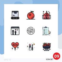 Pack of 9 Modern Filledline Flat Colors Signs and Symbols for Web Print Media such as labyrinth circle fair growth business Editable Vector Design Elements