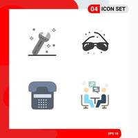 Stock Vector Icon Pack of 4 Line Signs and Symbols for construction contact glasses geek phone Editable Vector Design Elements