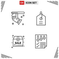 4 Icons Line Style Grid Based Creative Outline Symbols for Website Design Simple Line Icon Signs Isolated on White Background 4 Icon Set vector