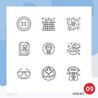 9 Thematic Vector Outlines and Editable Symbols of idea concept firework bulb document Editable Vector Design Elements