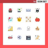 User Interface Pack of 16 Basic Flat Colors of day secure inbox safe lock Editable Pack of Creative Vector Design Elements