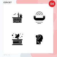 Solid Glyph Pack of 4 Universal Symbols of airport support transit device communication Editable Vector Design Elements