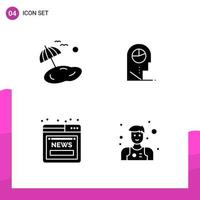 Glyph Icon set Pack of 4 Solid Icons isolated on White Background for responsive Website Design Print and Mobile Applications vector