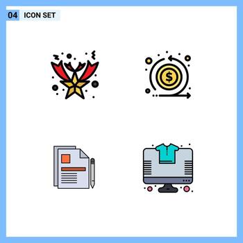 4 Filledline Flat Color concept for Websites Mobile and Apps christmas document cash return sign contract Editable Vector Design Elements