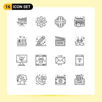 16 Outline concept for Websites Mobile and Apps schedule server marketing mainframe database Editable Vector Design Elements