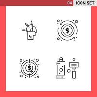 4 Icon Pack Line Style Outline Symbols on White Background Simple Signs for general designing vector