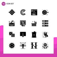 Glyph Icon set Pack of 16 Solid Icons isolated on White Background for responsive Website Design Print and Mobile Applications vector