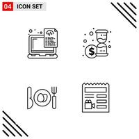 Pixle Perfect Set of 4 Line Icons Outline Icon Set for Webite Designing and Mobile Applications Interface vector