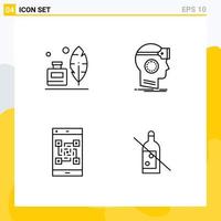 Modern Set of 4 Filledline Flat Colors Pictograph of adobe code american headset qr Editable Vector Design Elements