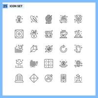 Set of 25 Modern UI Icons Symbols Signs for celebration report goal marketing graph Editable Vector Design Elements