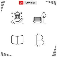 4 Icons Line Style Grid Based Creative Outline Symbols for Website Design Simple Line Icon Signs Isolated on White Background 4 Icon Set vector