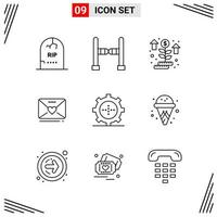 9 Icons Line Style Grid Based Creative Outline Symbols for Website Design Simple Line Icon Signs Isolated on White Background 9 Icon Set vector