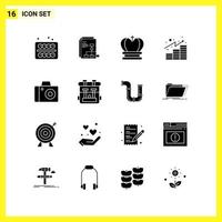 16 Icon Set Simple Solid Symbols Glyph Sign on White Background for Website Design Mobile Applications and Print Media vector