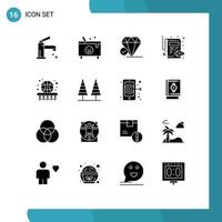 Universal Icon Symbols Group of 16 Modern Solid Glyphs of view edit halloween document big think Editable Vector Design Elements