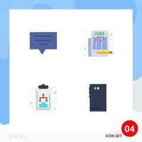 Group of 4 Flat Icons Signs and Symbols for bubble organization chart employment select job smart phone Editable Vector Design Elements