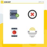 Set of 4 Vector Flat Icons on Grid for approve device check canceled error Editable Vector Design Elements