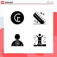 Collection of 4 Vector Icons in solid style Modern Glyph Symbols for Web and Mobile Solid Icon Sign Isolated on White Background 4 Icons